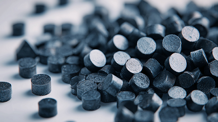 Raw plastic material ready for modern manufacturing with a focus